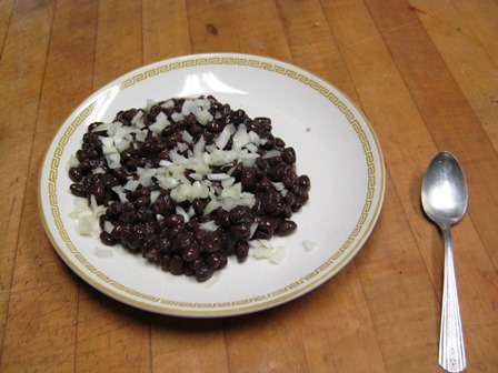 black beans and onions