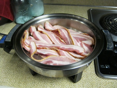 Bacon can be fried in water for more enjoyment
